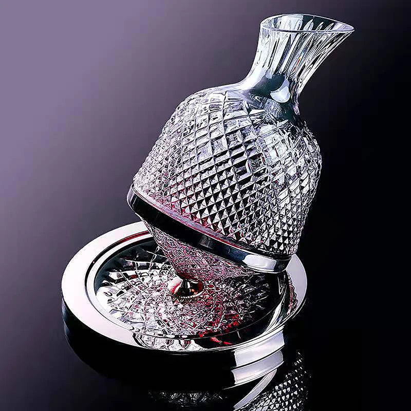 360° Rotating Crystal Glass Wine Decanter