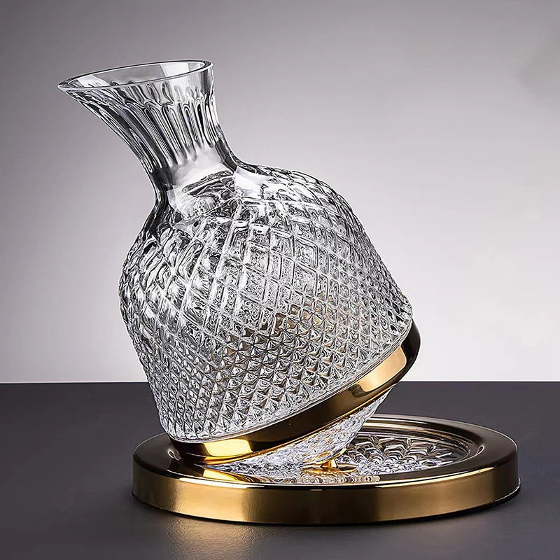 360° Rotating Crystal Glass Wine Decanter