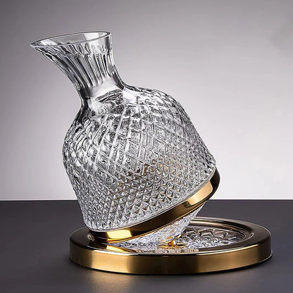 360° Rotating Crystal Glass Wine Decanter