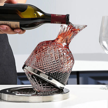 360° Rotating Crystal Glass Wine Decanter