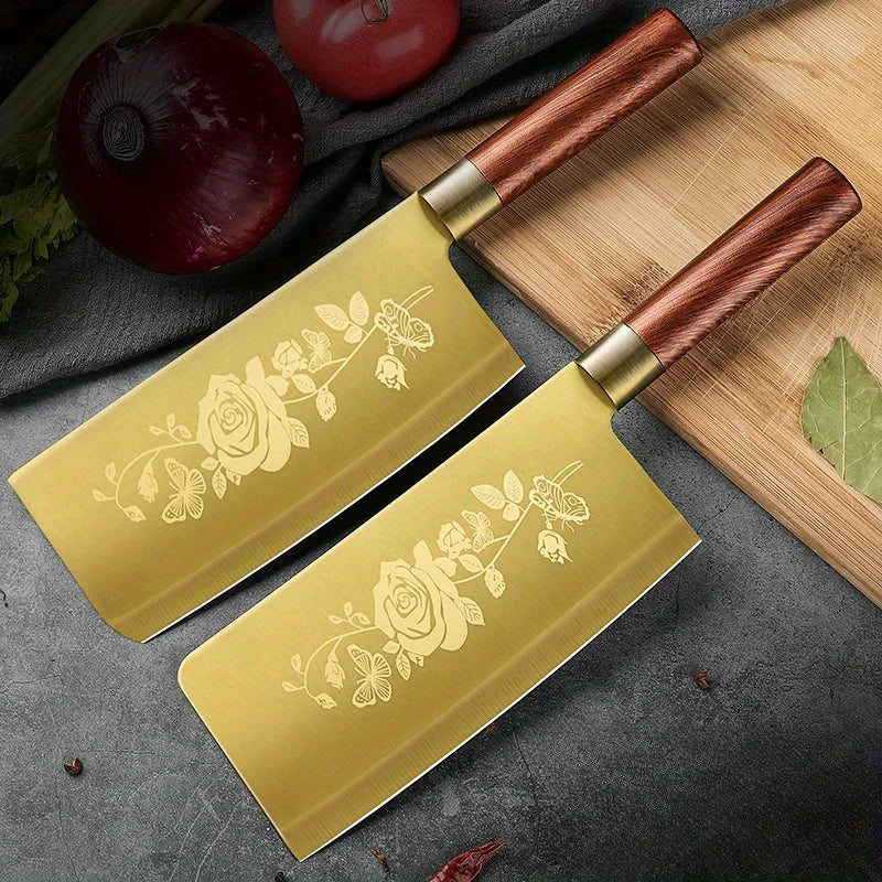 Deluxe Gold Titanium-Plated Professional Chef's Knife