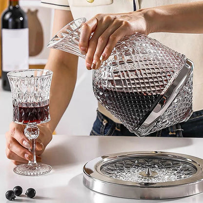 360° Rotating Crystal Glass Wine Decanter