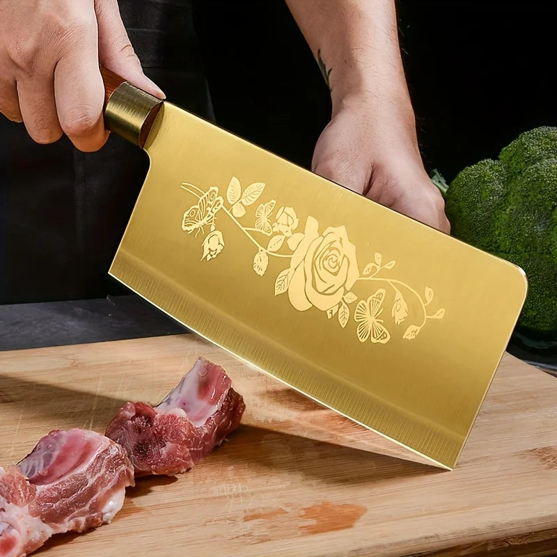 Deluxe Gold Titanium-Plated Professional Chef's Knife