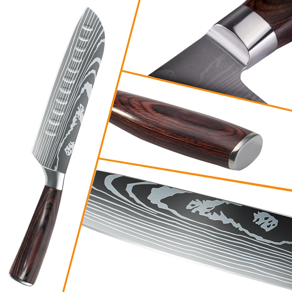 ZENG Professional Japanese Damascus Kitchen Knife Set - Premium Culinary Excellence