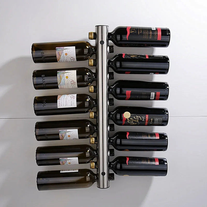 Modern Stainless Steel Wall-Mounted Wine Rack