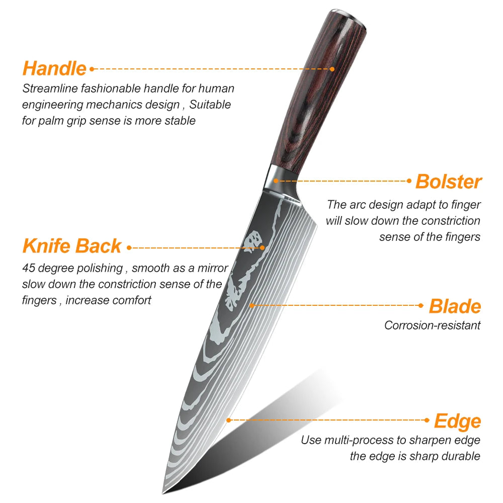 ZENG Professional Japanese Damascus Kitchen Knife Set - Premium Culinary Excellence