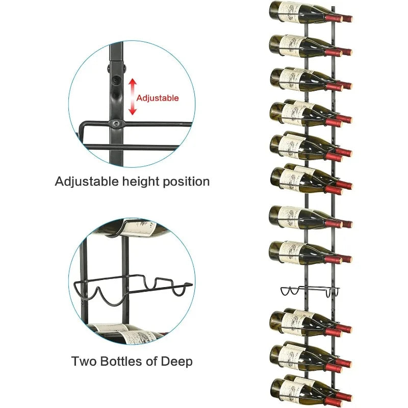 48-Bottle Adjustable Wall Mounted Wine Rack